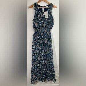NWT M Lara Guidotti Silk Blend‎ Blue Maxi A Line Dress